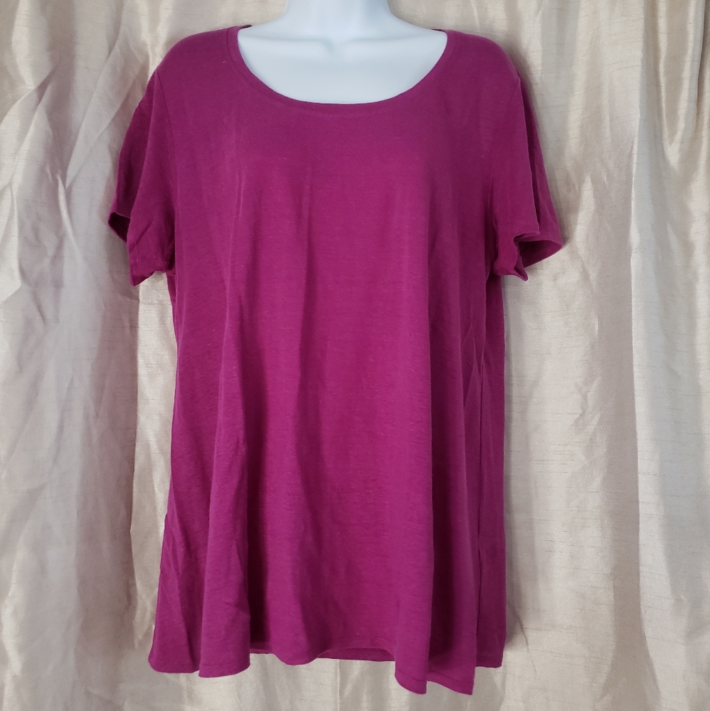 NWOT Eileen Fisher magenta purple organic linen blouse top Womens Medium - Picture 2 of 7